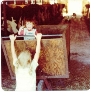 Cathy Pushing Nancy in the Barn