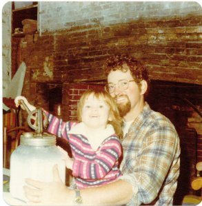 Nancy and Daddy Churning Butter
