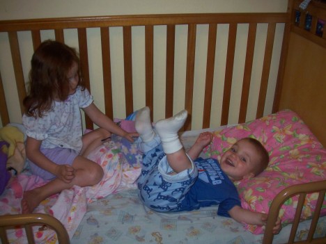 Logan in Marjorie's Bed 8.18.2009